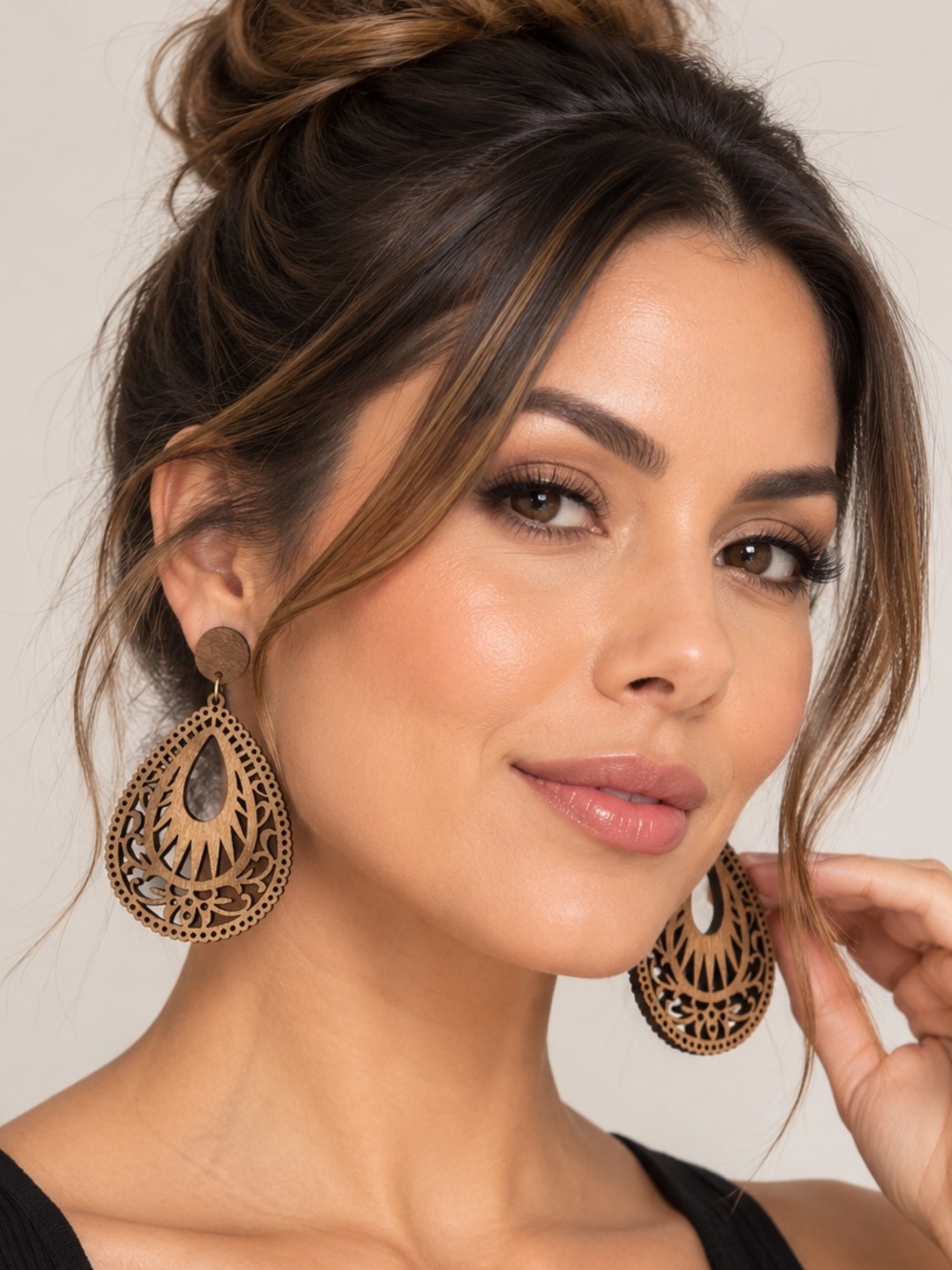 Laser cut filigree wood boho earrings